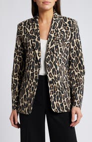 Theory Leopard Print Wool Blend Jacket
