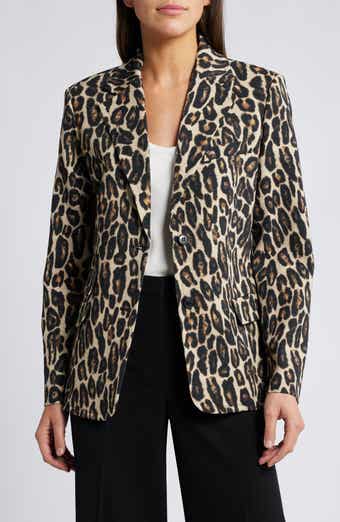 Theory Leopard Print Wool Blend Jacket