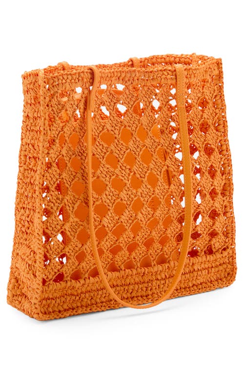 Mango Openwork Natural Fiber Shopper Bag Orange
