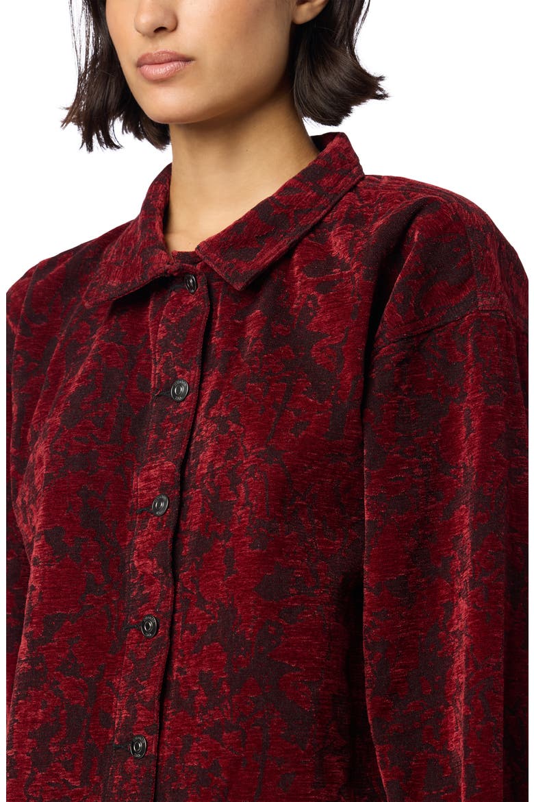 Floral Cropped Shirt Jacket, Alternate, color, DARK CHALET
