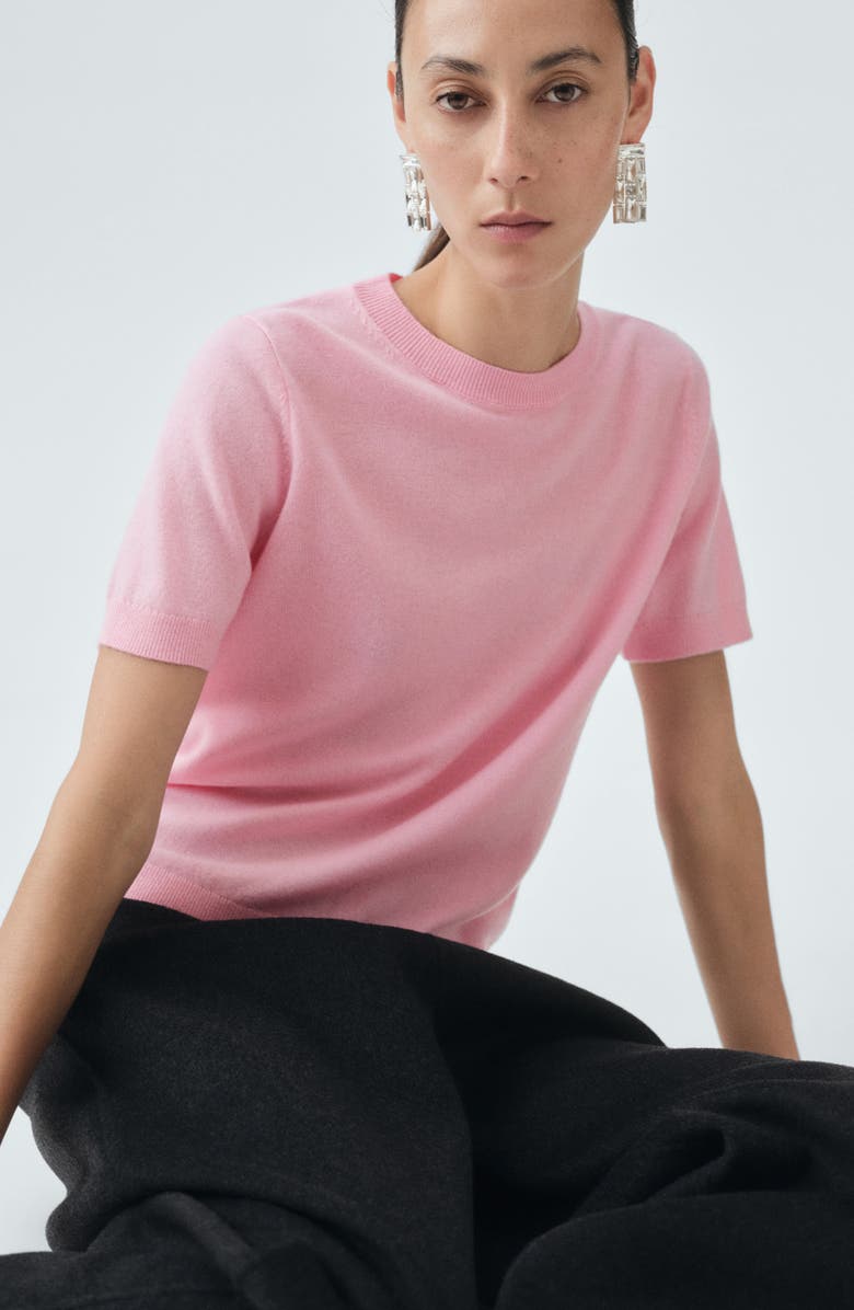 MANGO Selection Short Sleeve Wool & Cashmere Sweater, Alternate, color, Pink