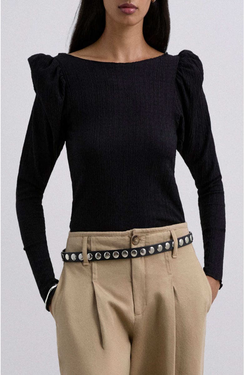 Scalpers Wrinkle Puff Ls Tee, Main, color, Black