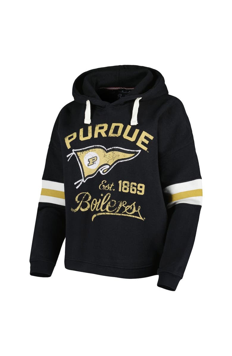 PRESSBOX Women's Pressbox Black Purdue Boilermakers Super Pennant Pullover Hoodie, Alternate, color, 