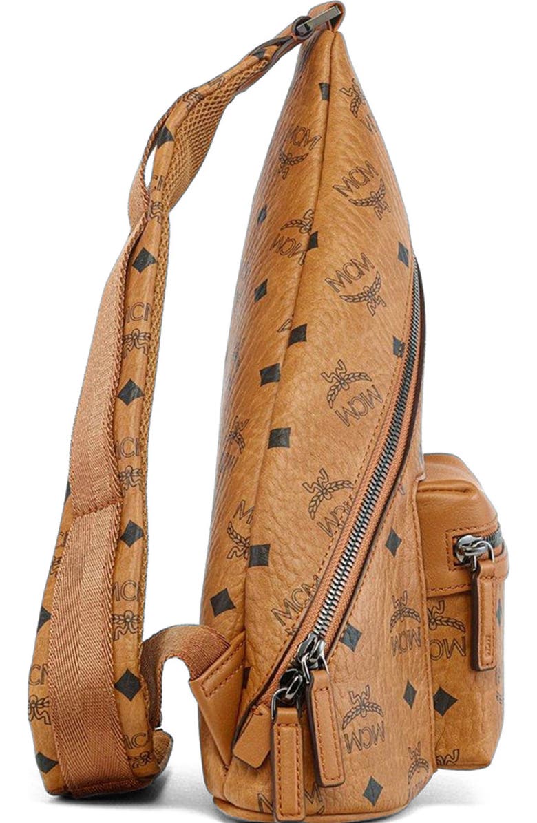 MCM Aren Sling in Visetos, Alternate, color, Brown