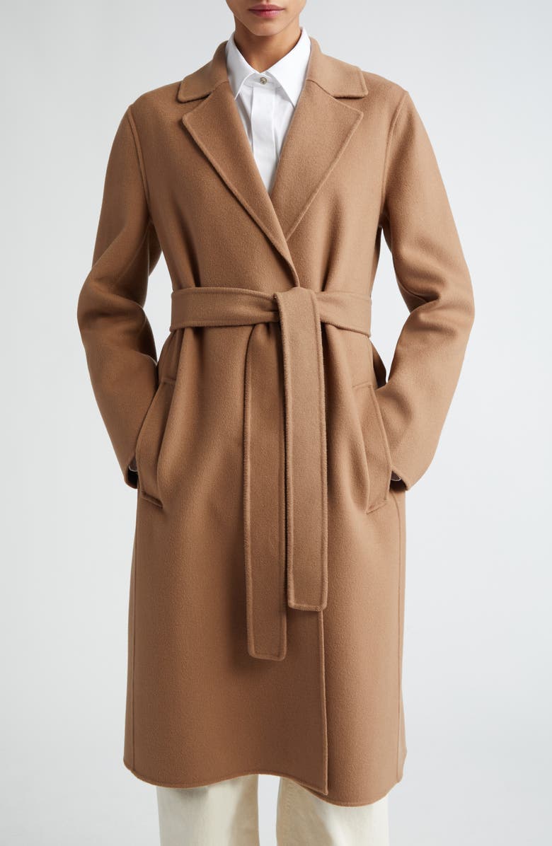 Max Mara Pauline Belted Double Face Virgin Wool Wrap Coat, Main, color,