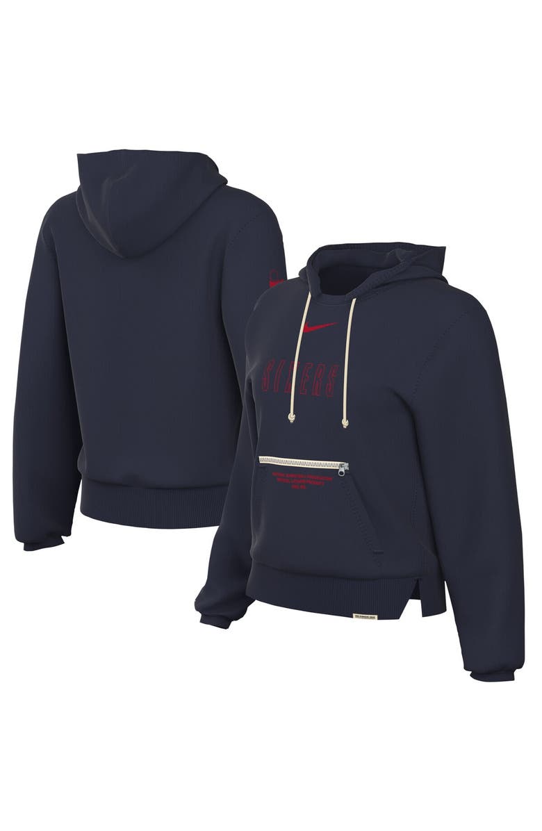 Nike Women's Nike Navy Philadelphia 76ers Courtside Standard Issue Performance Pullover Hoodie, Main, color, Navy