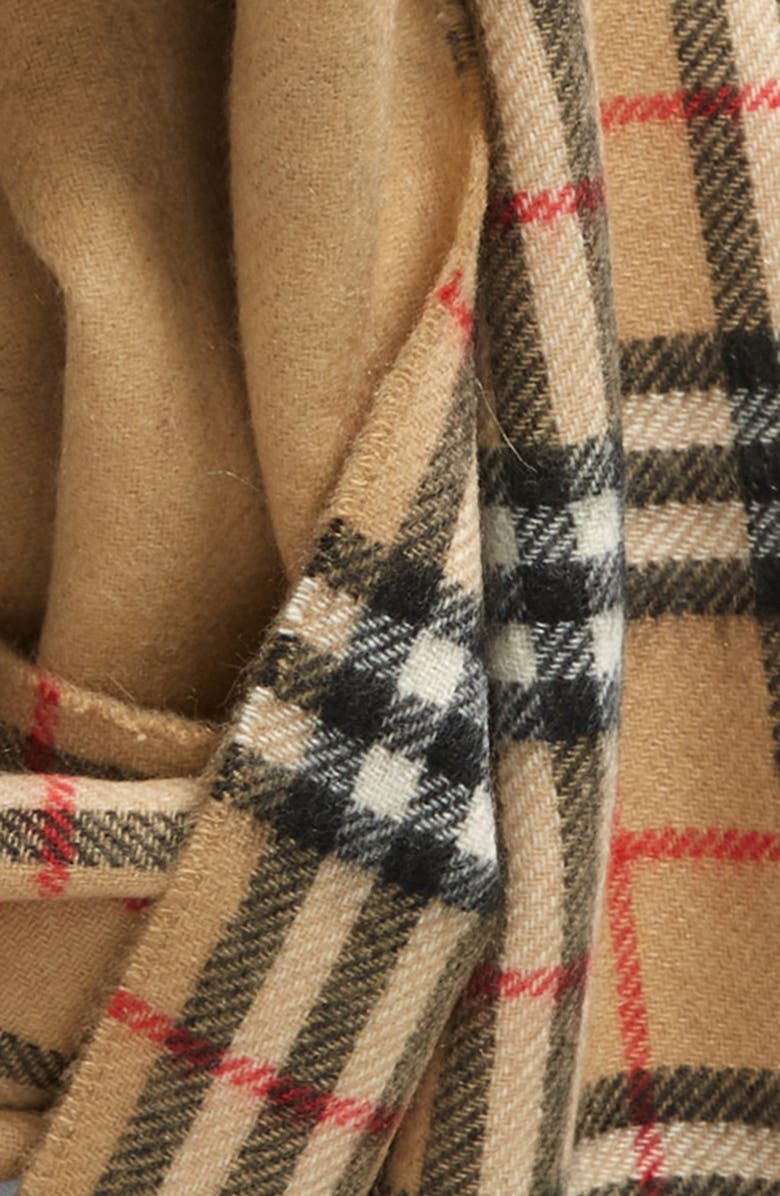 Burberry Vintage Check Reversible Cashmere Fringe Scarf, Alternate, color, 