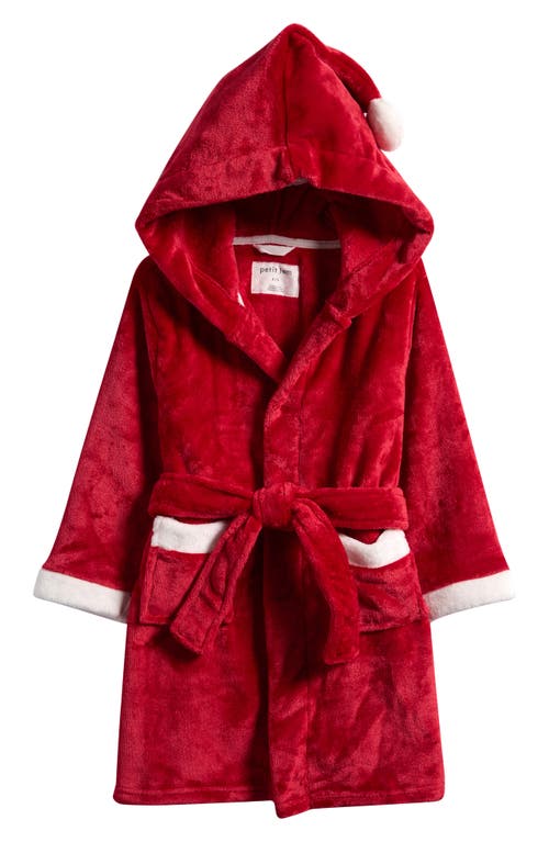 Petit Lem Kids' Scarlet Hooded Plush Robe in Red 