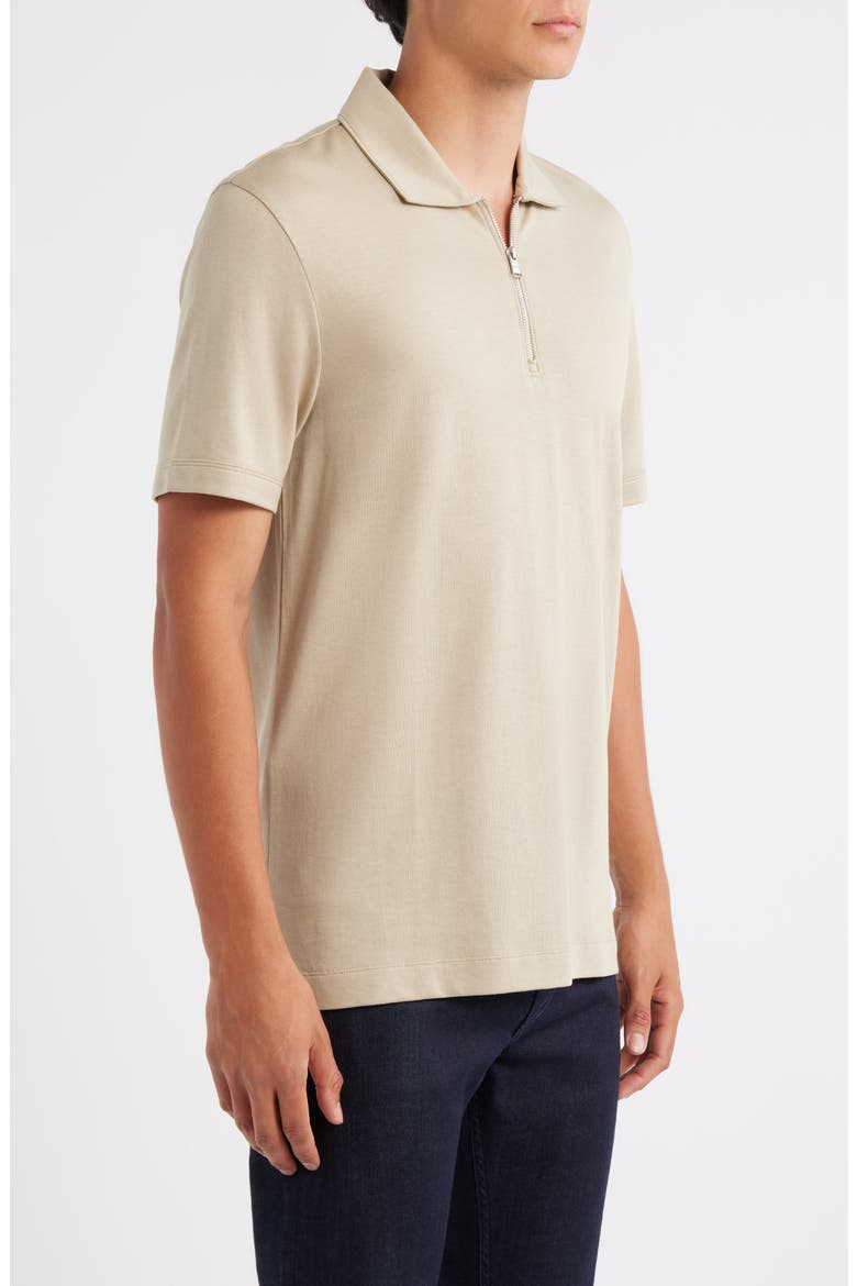 Paras Piqué Zip Polo, Alternate, color, DARK BEIGE