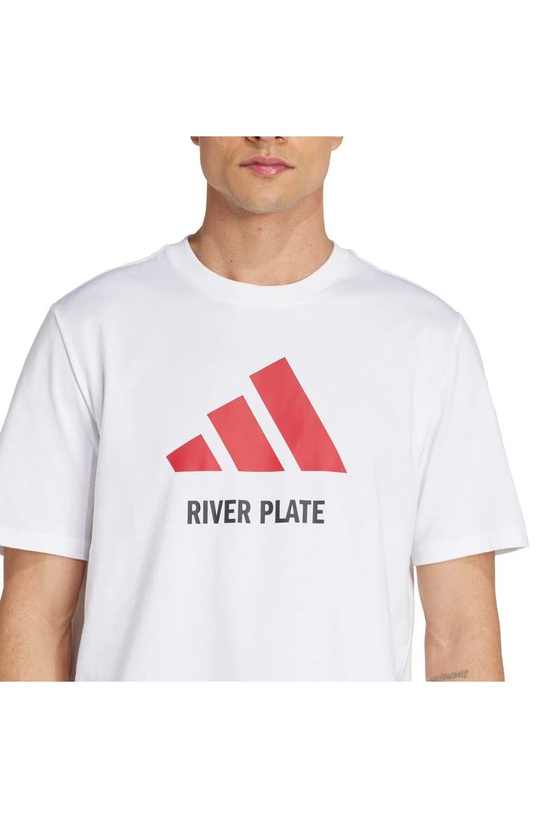 Men's adidas  White Club Atlético River Plate Three-Stripes Wordmark T-Shirt, Alternate, color, White