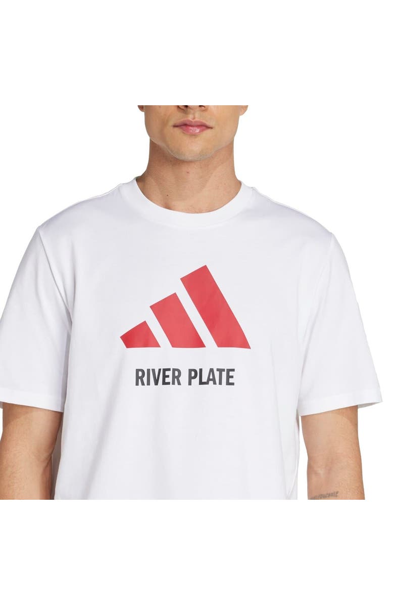 adidas Men's adidas  White Club Atlético River Plate Three-Stripes Wordmark T-Shirt, Alternate, color, White