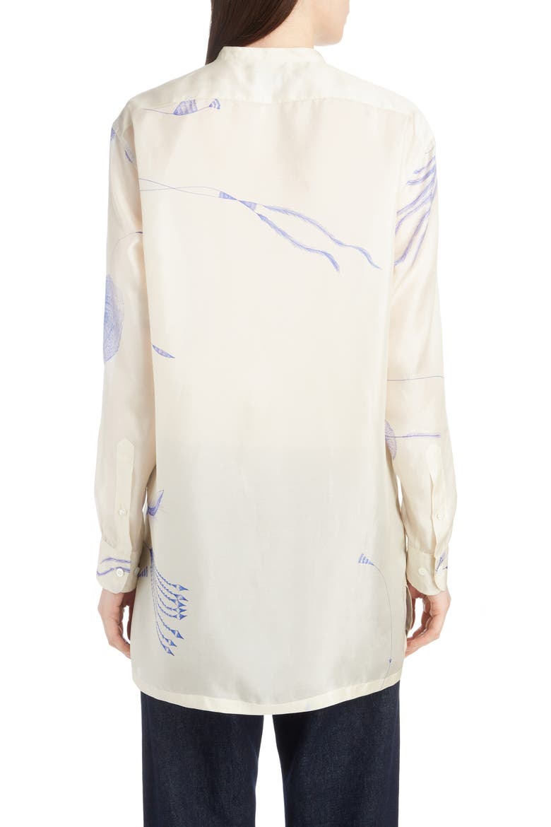 Floral Silk Blouse, Alternate, color, BLUE