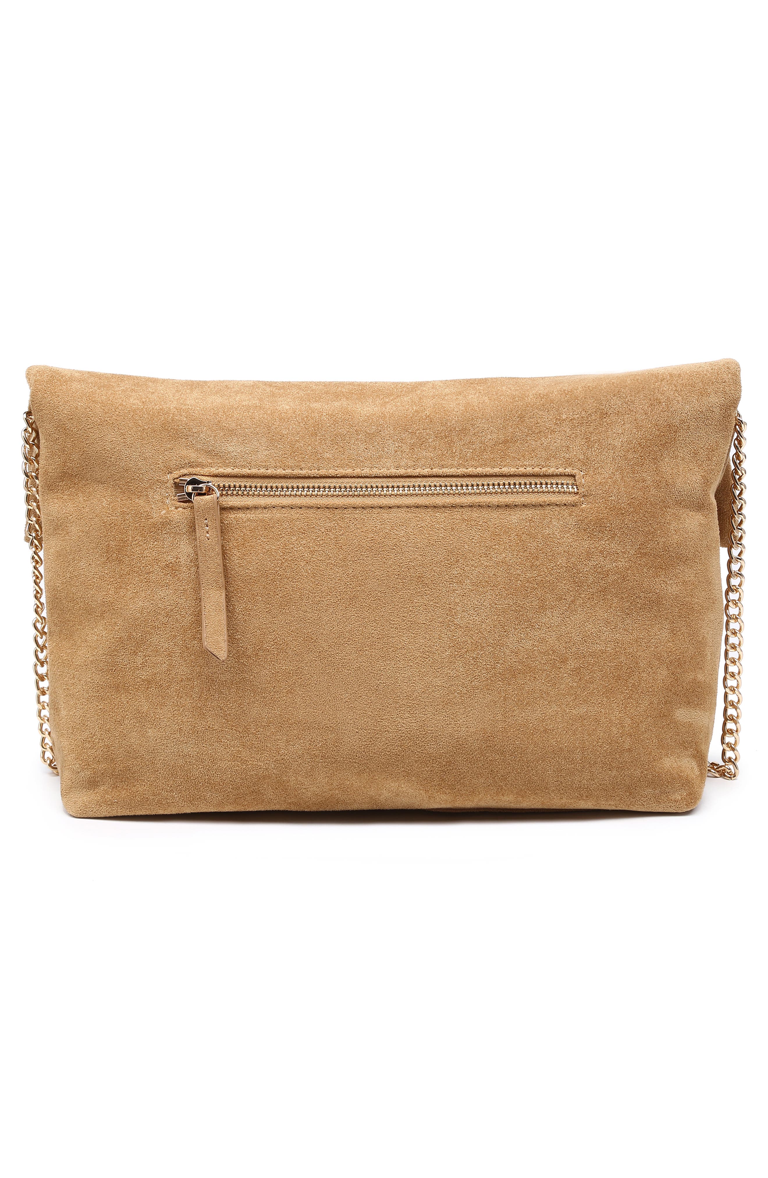Faux Suede Clutch, Alternate, color, CAMEL