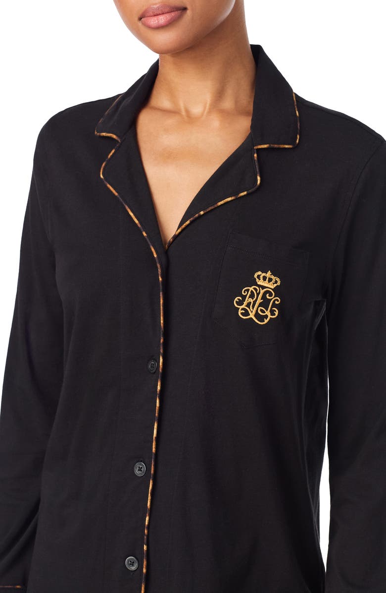 Lauren Ralph Lauren Cotton Blend Pajamas, Alternate, color, Black