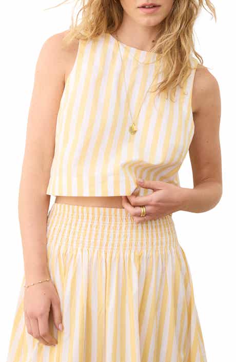 Marine Layer Quinn Stripe Sleeveless Pima Cotton Crop Top