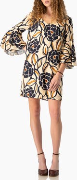 IVONNE Floral V-Neck Dress with Tullip Sleeves
