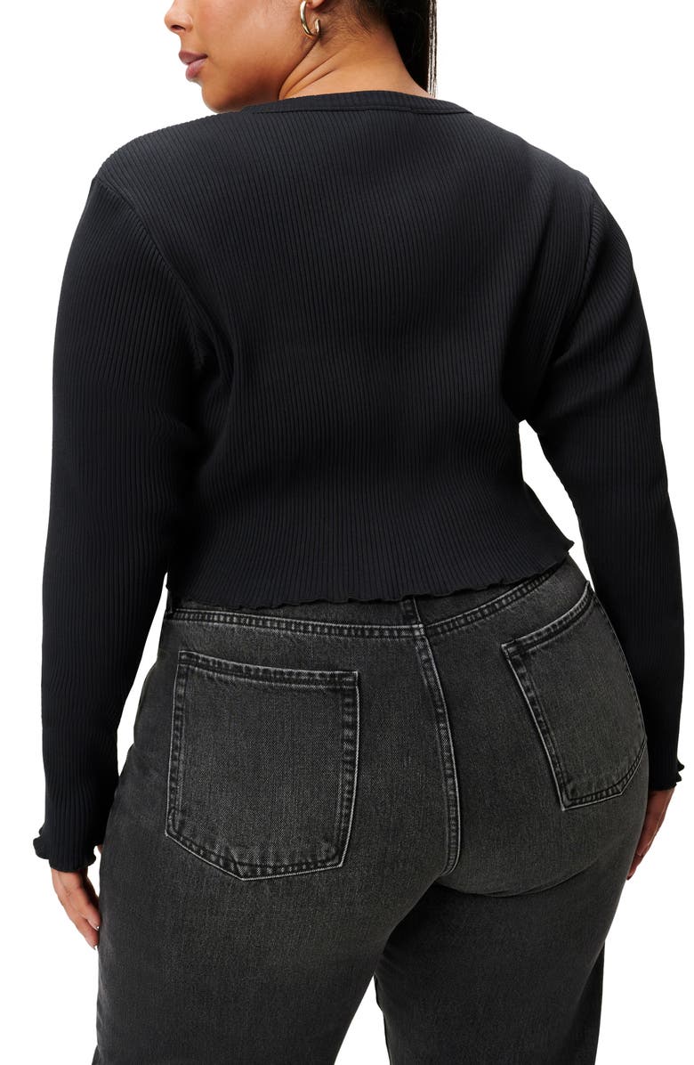 Good American Essential Ribbed Crop Cardigan, Alternate, color, 