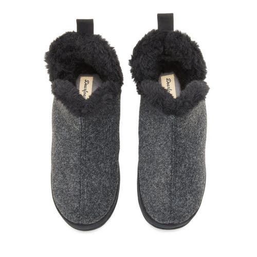Dearfoams Felted And Plaid Boot Slipper In Black