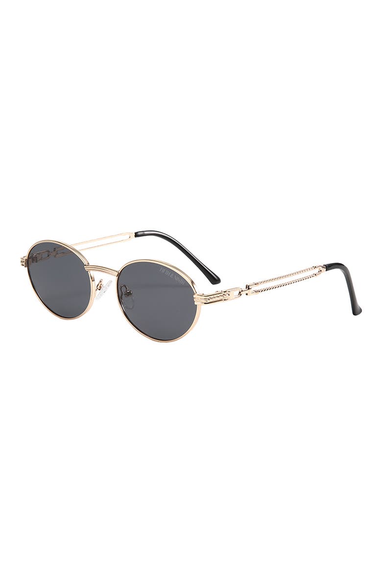 Blake 52mm Polarized Oval Sunglasses, Alternate, color, BLACK/GOLD