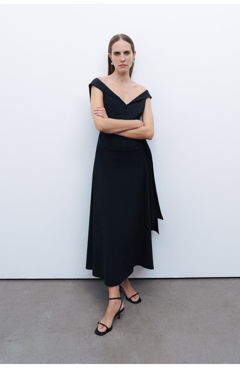 Nocturne Tie Detail Midi Dress, Alternate, color, 