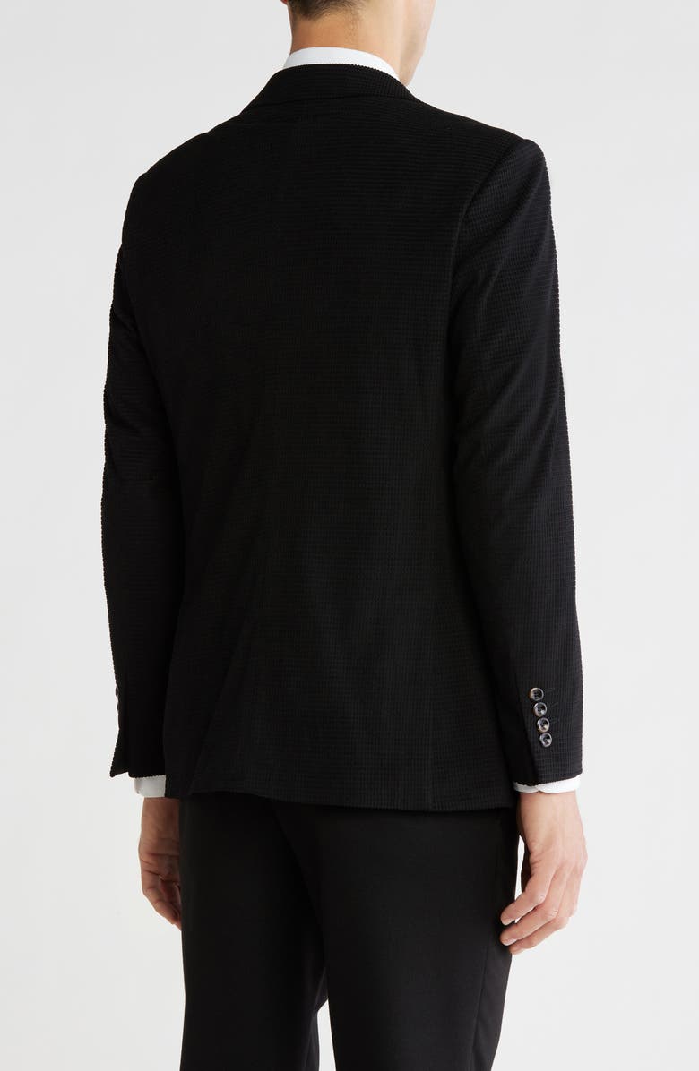 T.R. PREMIUM Slim Fit Solid Cotton Blend Textured Blazer, Alternate, color, Black
