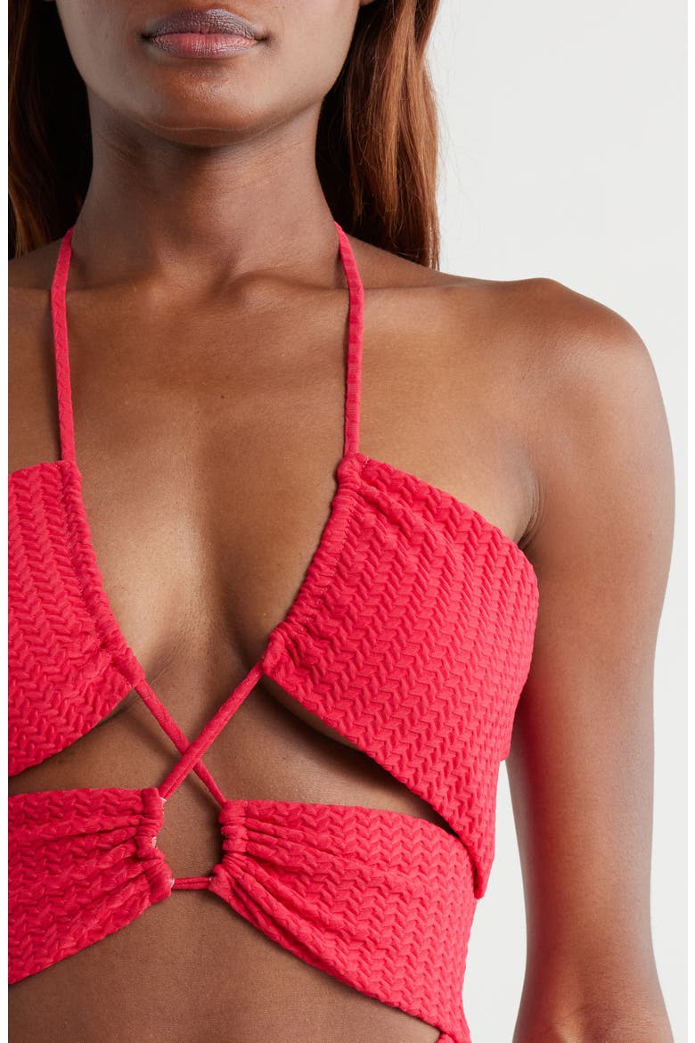 Neff Jacquard One-Piece Swimsuit, Alternate, color, RED CHERRY