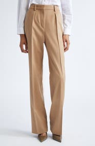Max Mara Carbone Camel Hair Straight Leg Pants