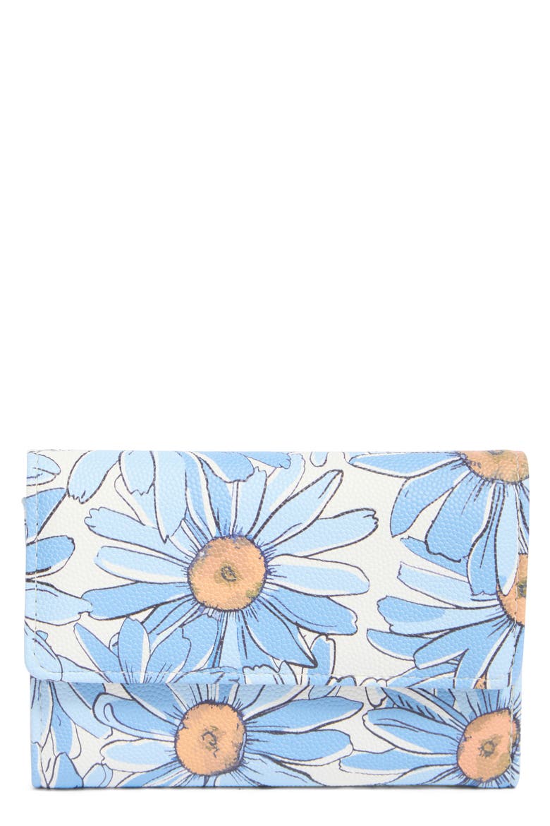 Floral Print Wallet, Main, color, DAISYLAND