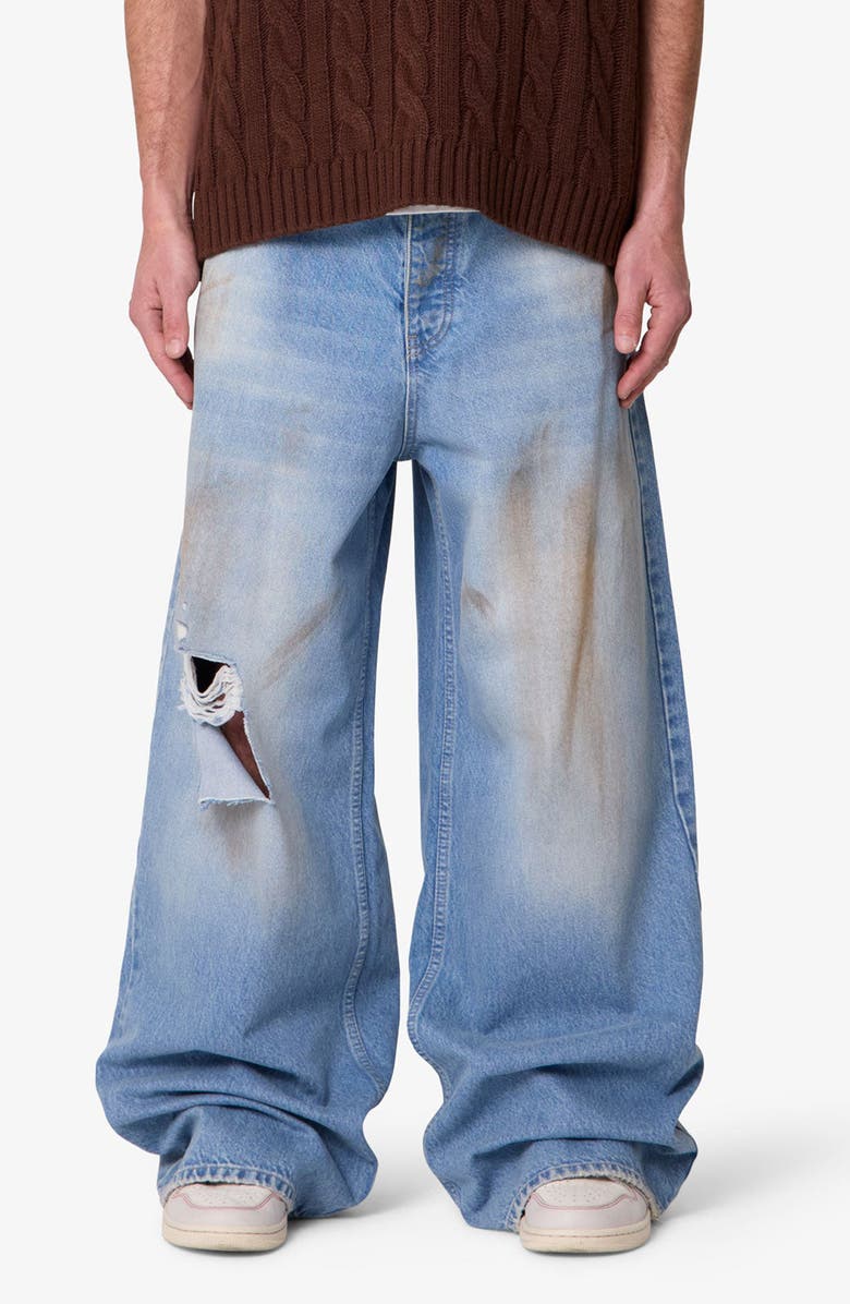 mnml Baggy Distressed Rave Denim Jeans, Main, color,