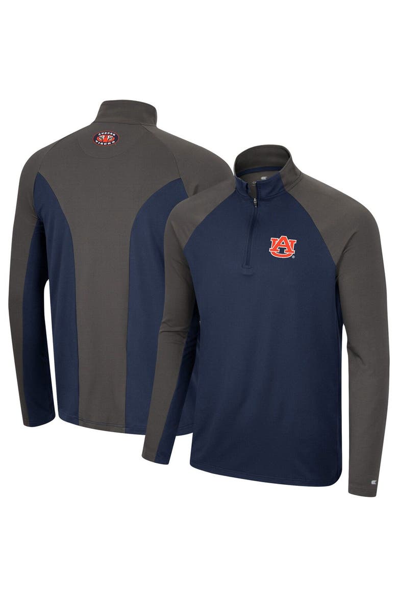 Men's Colosseum Navy/Charcoal Auburn Tigers Two Yutes Raglan Quarter-Zip Windshirt, Main, color, Navy