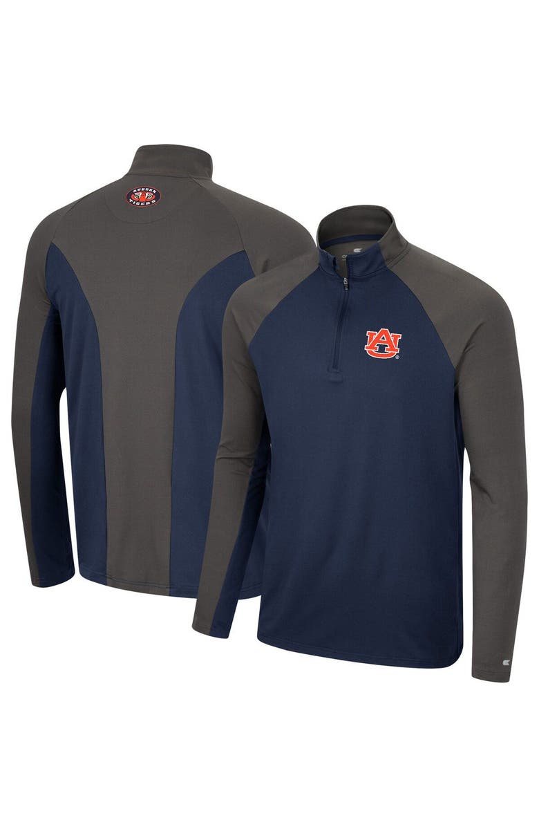 COLOSSEUM Men's Colosseum Navy/Charcoal Auburn Tigers Two Yutes Raglan Quarter-Zip Windshirt, Main, color, Navy