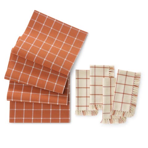 Harvest Windowpane Table Runner And 4-piece Napkin Set Multicolor - 13"w X 70"l