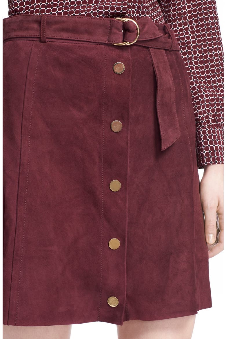 belted suede a-line skirt, Alternate, color, MIDNIGHT WINE