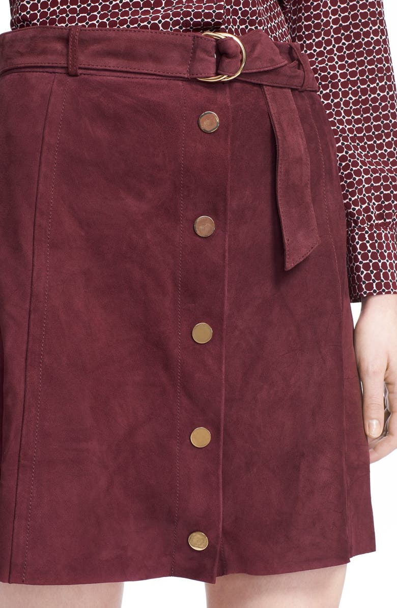 Kate Spade New York belted suede a-line skirt, Alternate, color, 