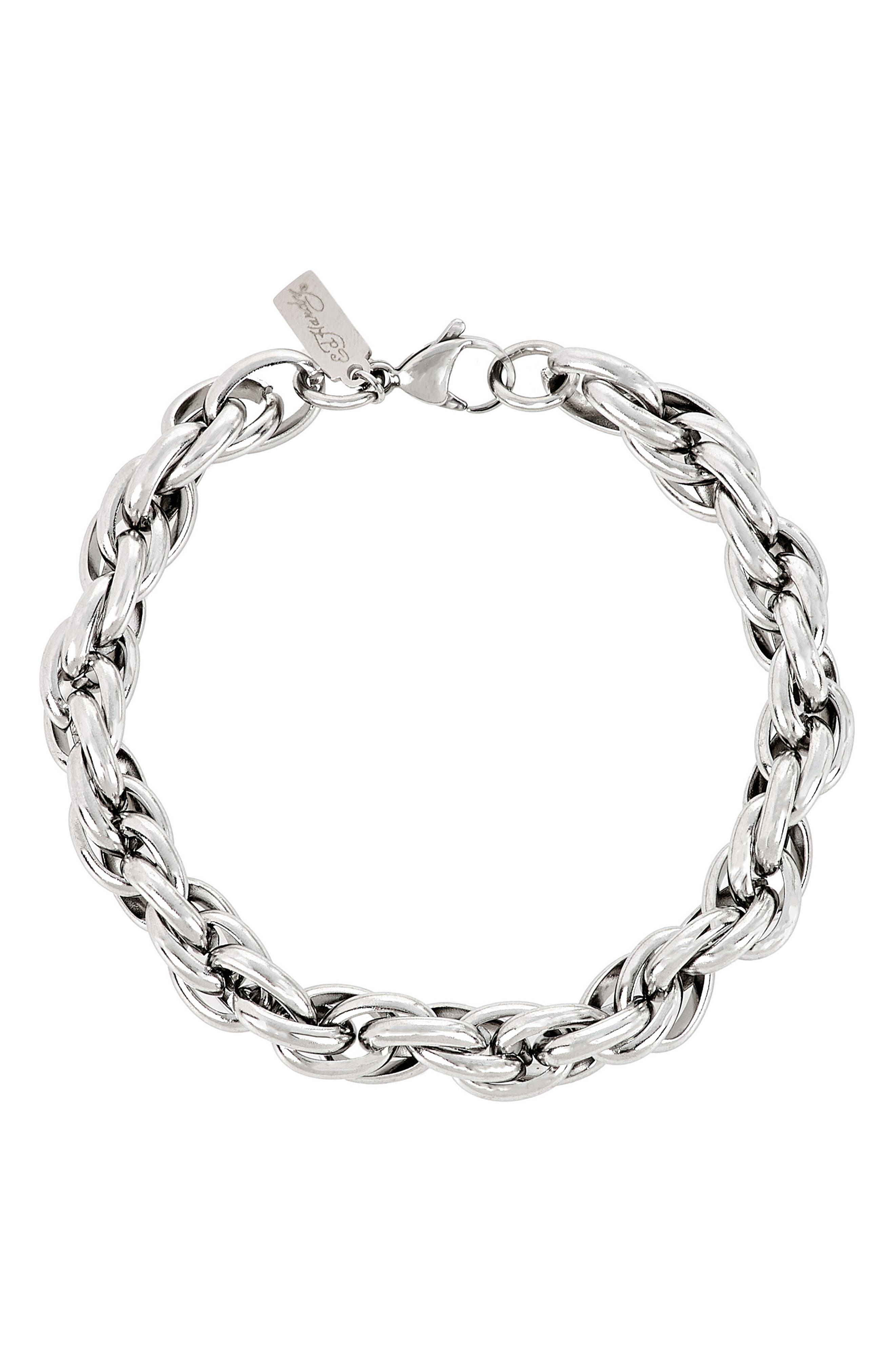 Men's Stainless Steel Oval Link Rope Chain Bracelet