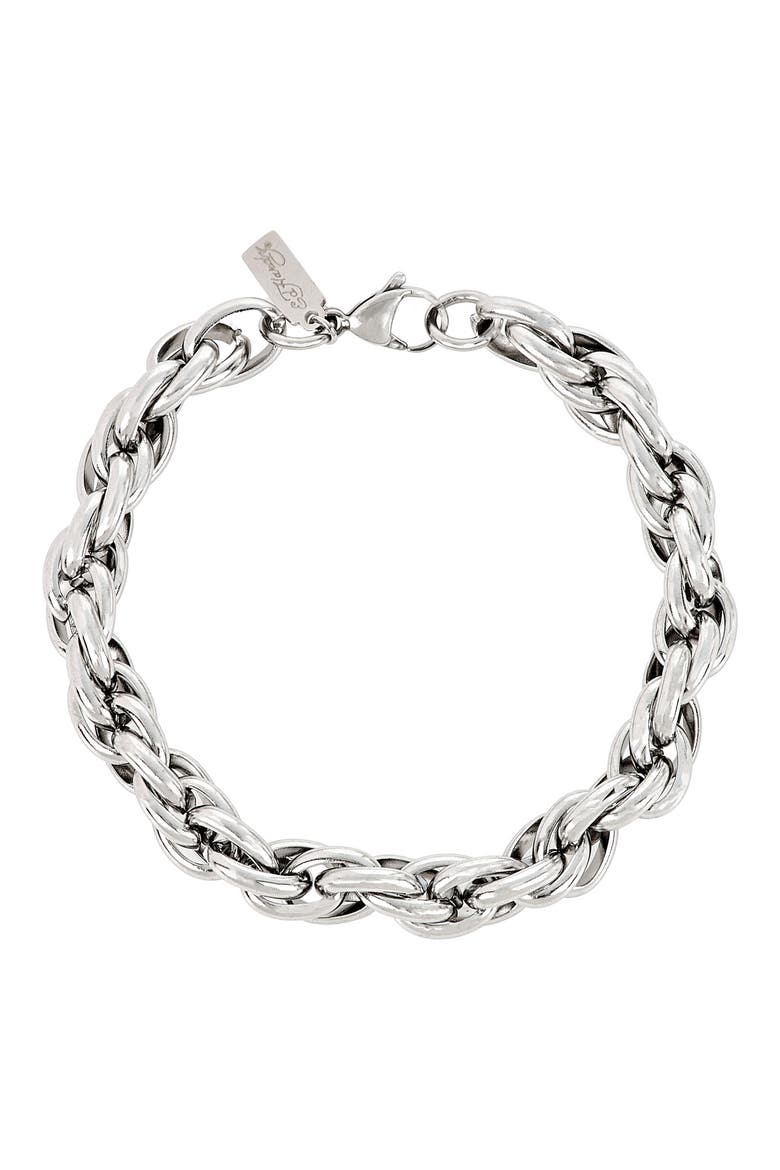 Men's Stainless Steel Oval Link Rope Chain Bracelet, Main, color, SILVER