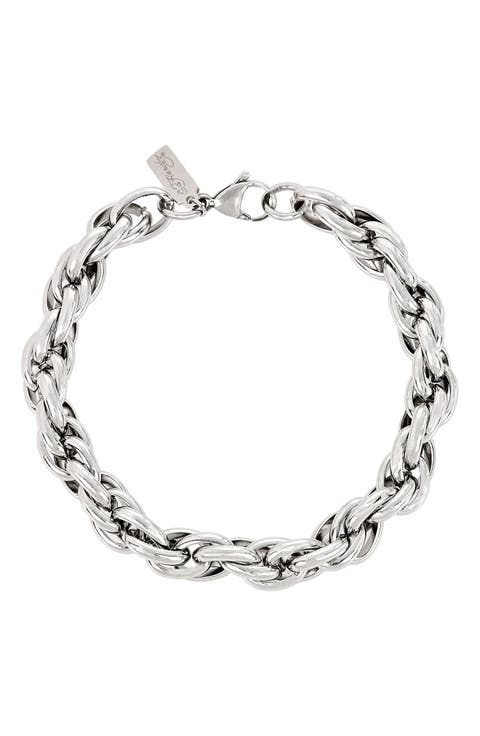 Men's Stainless Steel Oval Link Rope Chain Bracelet