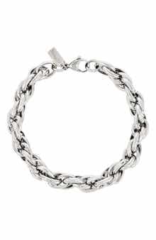 Men's Stainless Steel Oval Link Rope Chain Bracelet