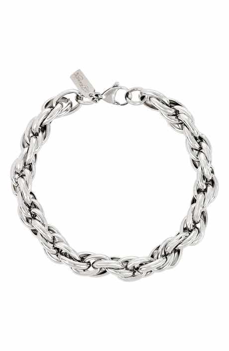 Men's Stainless Steel Oval Link Rope Chain Bracelet