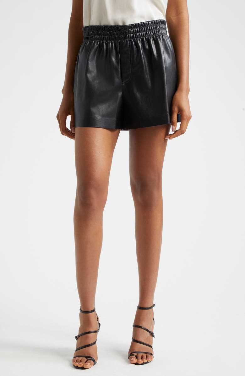Alice + Olivia Richie Faux Leather Boxer Shorts, Main, color,