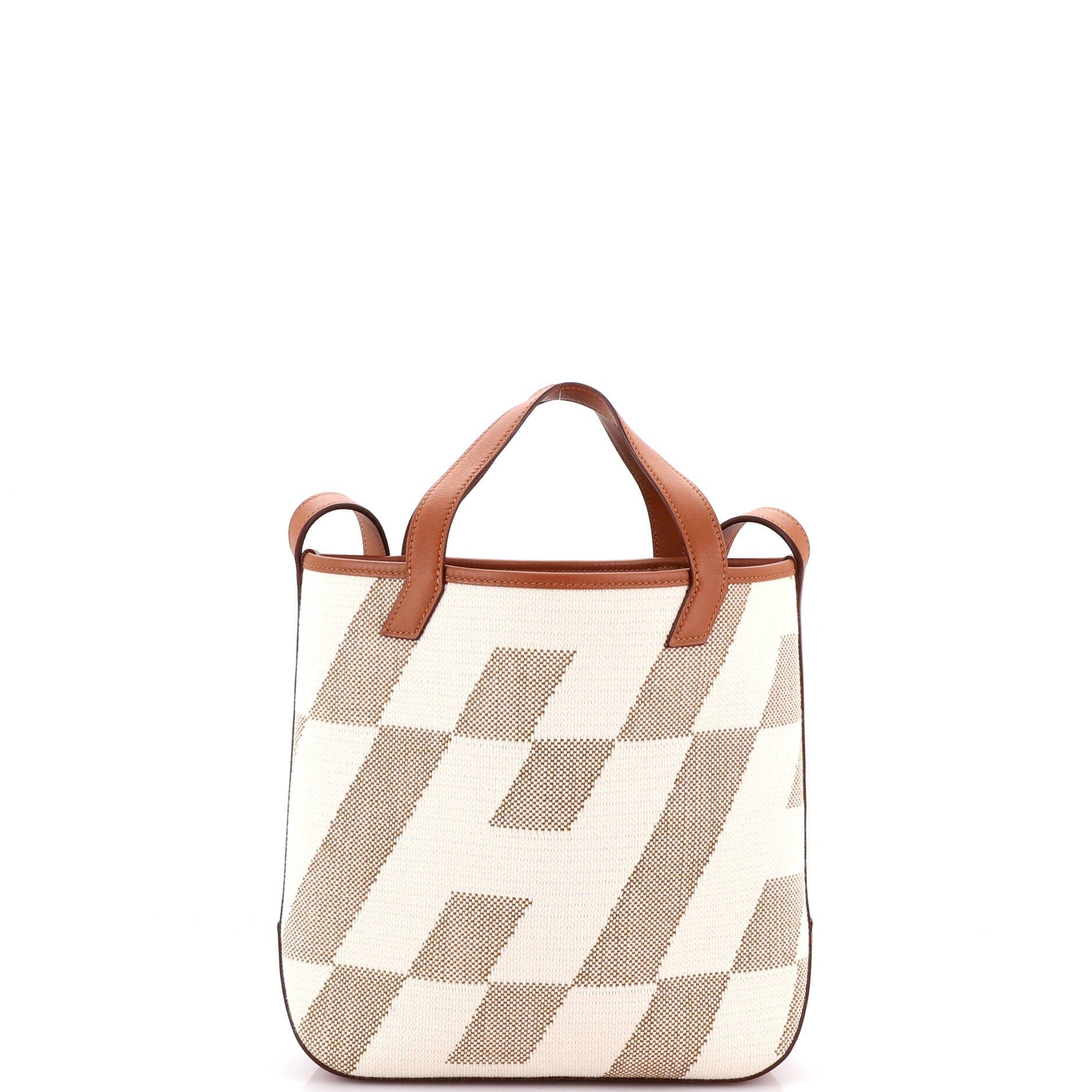 Cabas H en Biais Tote Canvas with Leather 27, Alternate, color, Gold