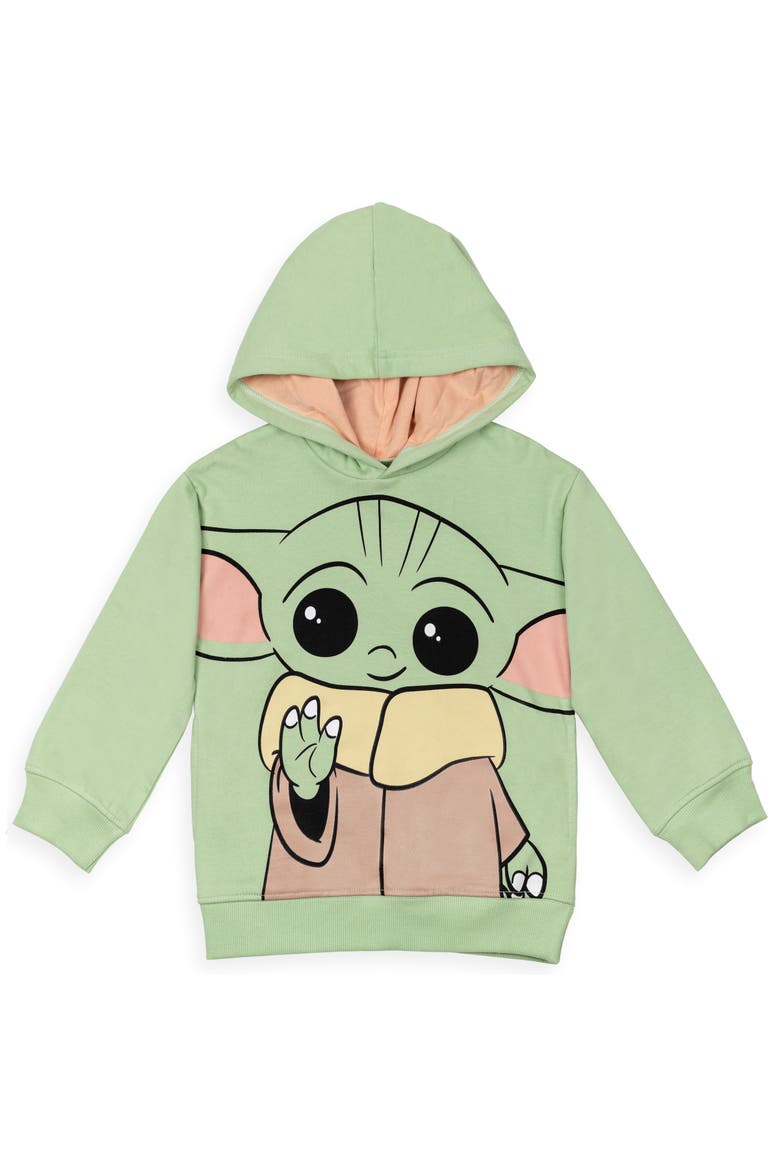 The Mandalorian Fleece Hooded Sweatshirt, Main, color, Grogu Light Green