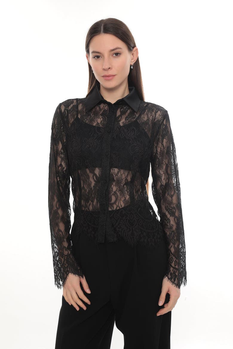 Lace Shirt, Alternate, color, Black
