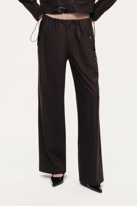 Relaxed Drawstring Wide-Leg Pants