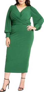 ELOQUII Cross Front Midi Dress