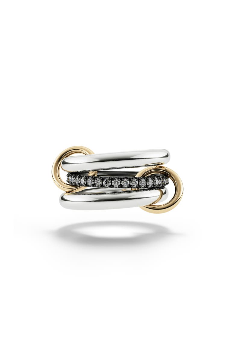 Spinelli Kilcollin Libra Linked Pavé Diamond Rings, Main, color, Silver/ Yellow Gold/ Diamond