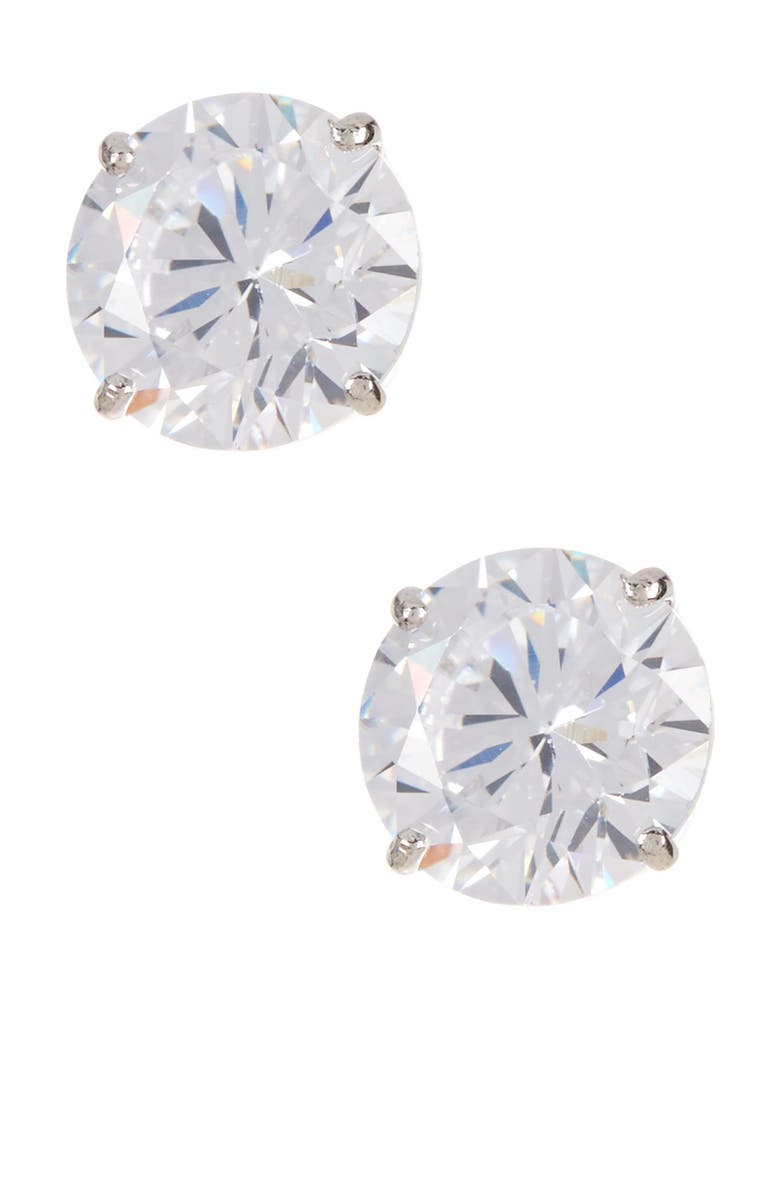 KARAT RUSH 14K White Gold 6mm Round CZ Stud Earrings, Main, color, 