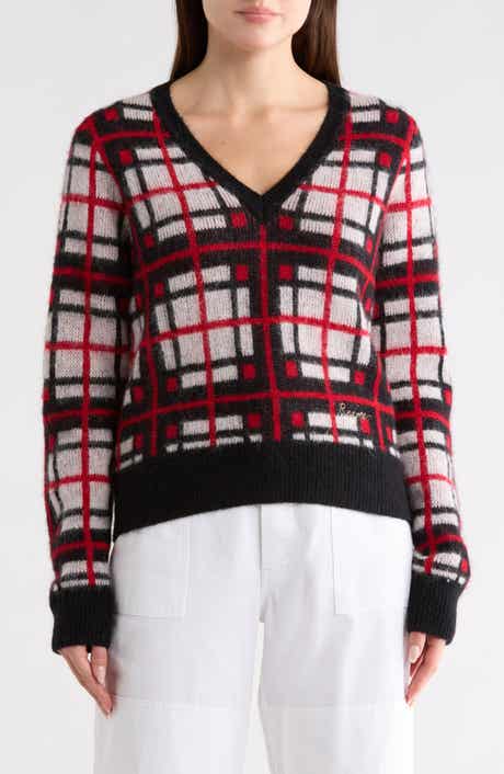 Re/Done Tartan V-Neck Sweater