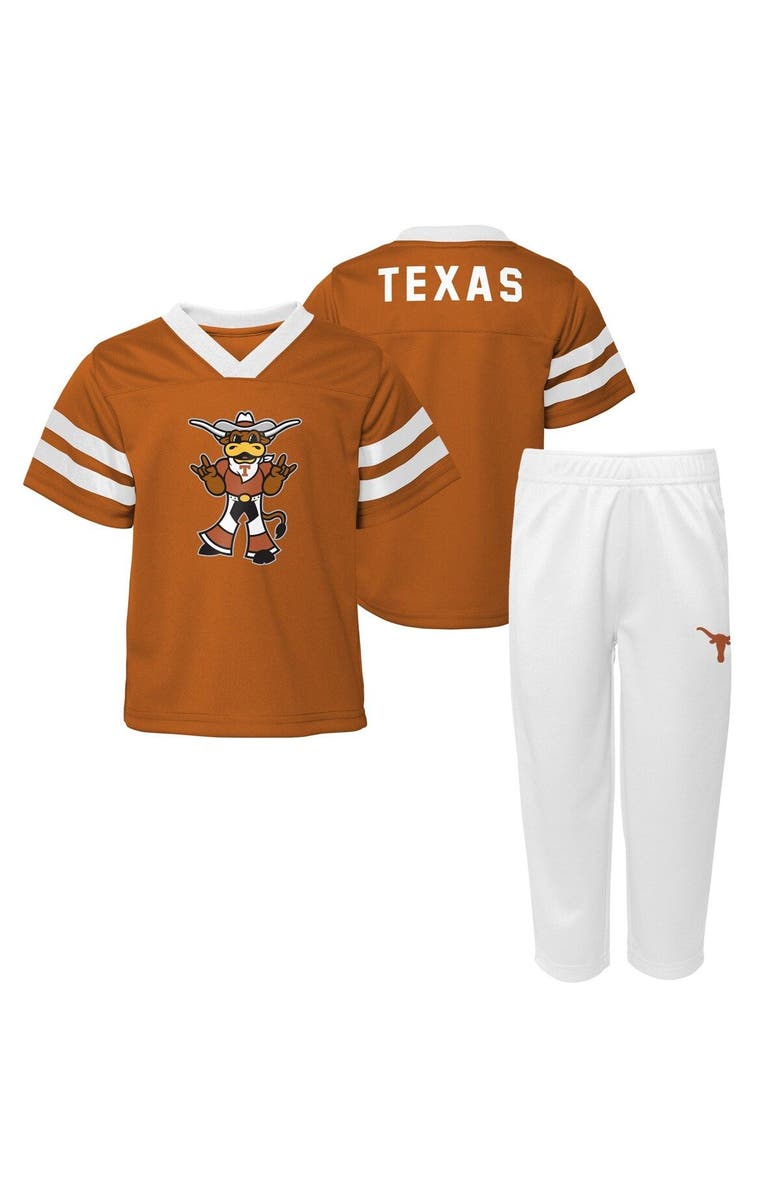 Outerstuff Toddler Burnt Orange Texas Longhorns Two-Piece Red Zone Jersey & Pants Set, Main, color, 
