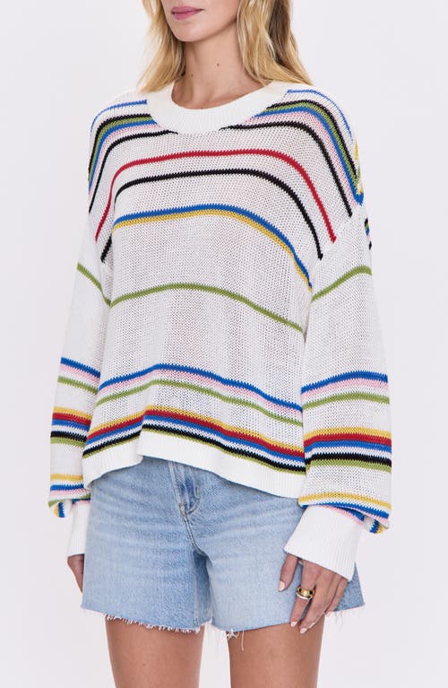 Pistola Eva Rib Knit Frayed Edge Cotton Sweater In Multi